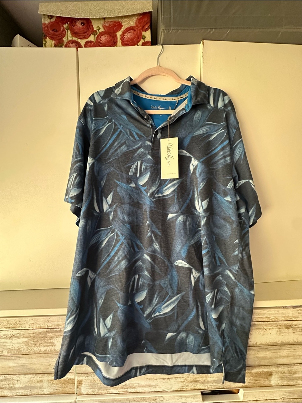 🦜 Walter Hagen 11 Men’s XL Navy Airbrush Bird Golf Polo NWT